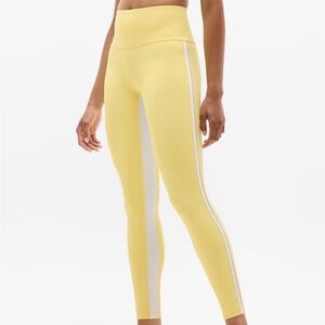 Athleta Elation Ultra High Rise Piping Legging Yellow Tights Leggings Sz M